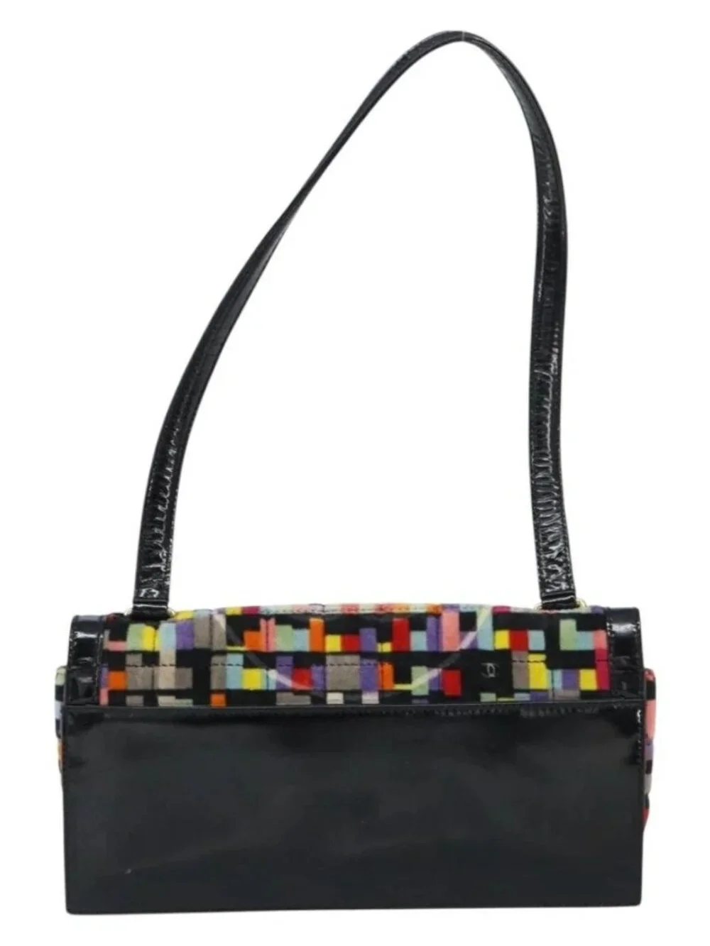 CHANEL 2.55 Shoulder Bag Velor Multicolor Gold CC Auth 159014SAV